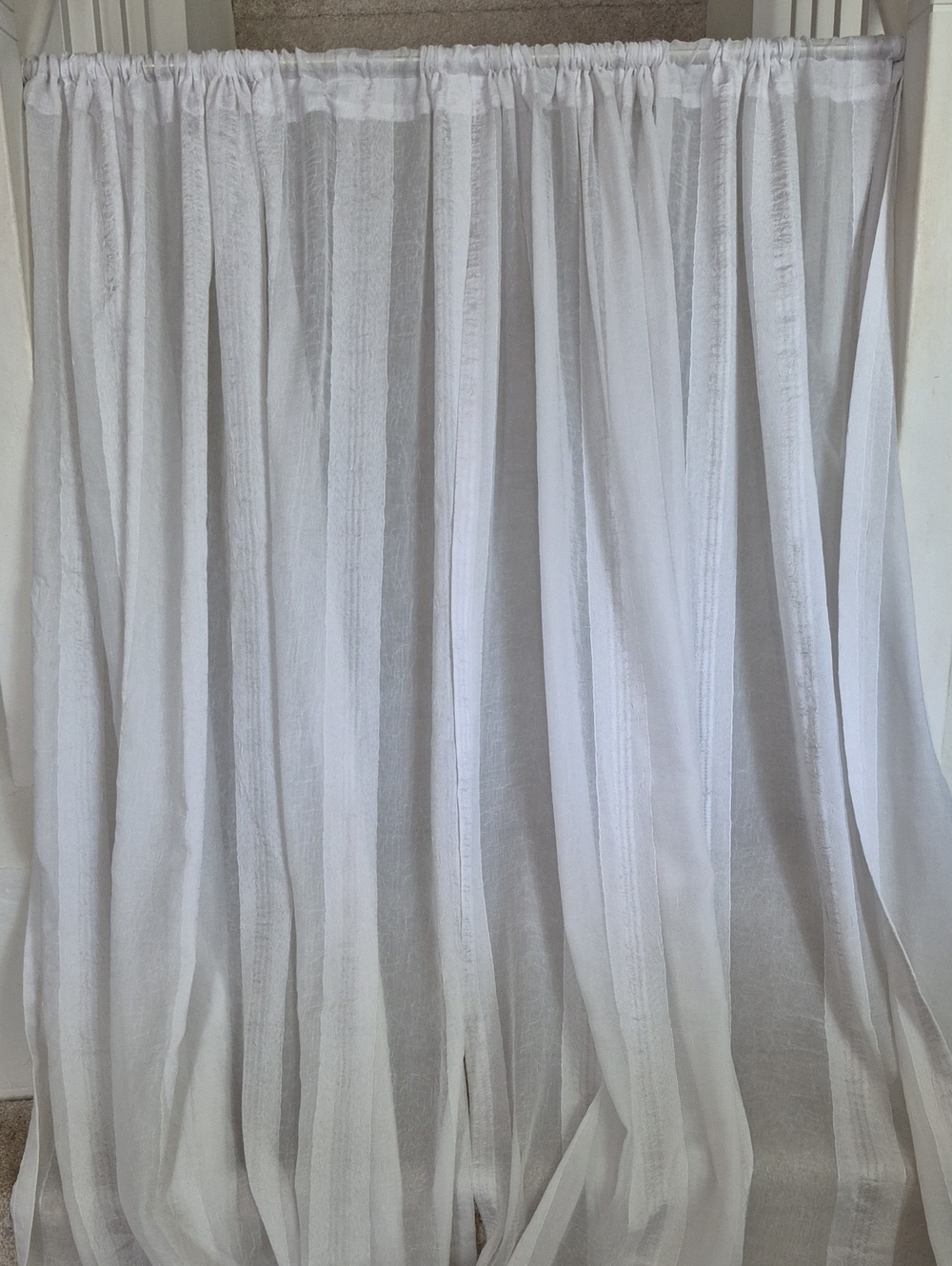 Two Long White Semi Sheer Curtain Panel 56x84 (112x84)